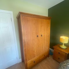 Solid Pine Double Wardrobe with 2 Drawers