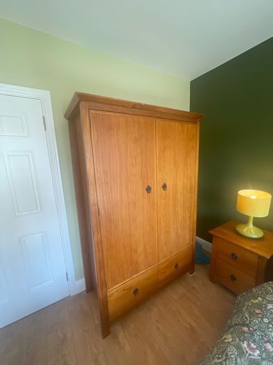 Solid Pine Double Wardrobe with 2 Drawers