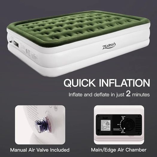 203x152x40cm King/Double Inflatable Air Mattress, Air Bed with Built-in Electric Pump, Double Blow Up Mattress in 3 Mins Self-Inflation/Deflation, Guest Airbed for Home Portable Guest Bed