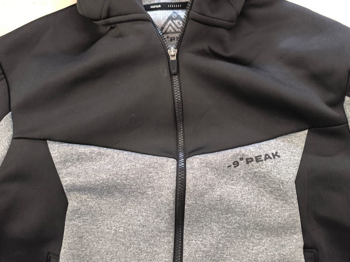 hoodie men 9 Peak Black Grey Full Zip Hooded Sports Jacket Outdoor Hoodie Size Medium