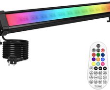 RGB LED Light Bar 42W Wall Washer Stage Light with RF Remote Control, 3600LM Colour Changing Adjustable Disco Lights for DJ Stage Disco Garden Party Halloween Christmas Festival Decorative