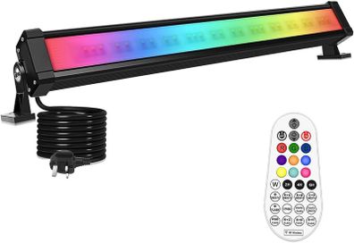 RGB LED Light Bar 42W Wall Washer Stage Light with RF Remote Control, 3600LM Colour Changing Adjustable Disco Lights for DJ Stage Disco Garden Party Halloween Christmas Festival Decorative