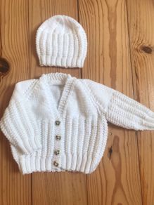 Unisex Baby Cardigan and Hat