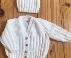 Unisex Baby Cardigan and Hat