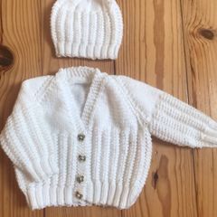 Unisex Baby Cardigan and Hat