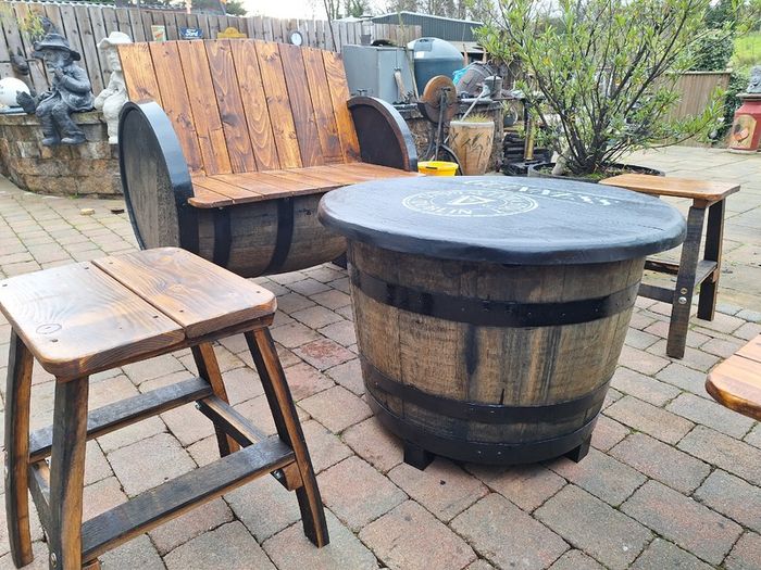 Oak barrel garden furniture