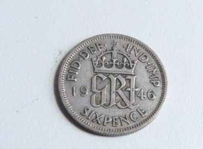 George the Sixth silver sixpence