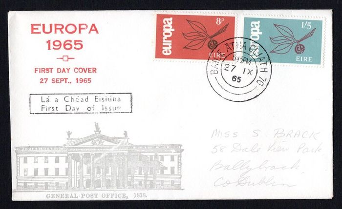 1965 Ireland Europa (CEPT) Commemorative Stamp Illustrated First Day Cover (FDC)