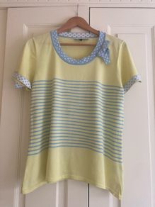 Yellow/Blue Striped/Polka Dot Top