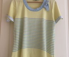 Yellow/Blue Striped/Polka Dot Top