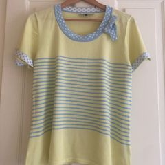 Yellow/Blue Striped/Polka Dot Top
