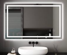Bathroom Mirror with LED Lights, 1000x600 MM Illuminated Backlit Wall Mounted Bathroom Mirrors Vanity Mirror Dimmable Switch 3 Colors and Demister Pad, Horizontal/Vertical MULTIPLE SIZES AVAILABLE (FREE POSTAGE)