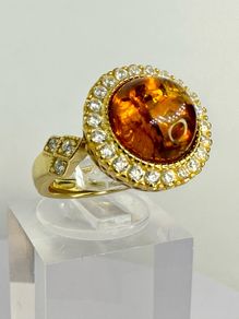 Amber & Cubic Zirconia Ring
