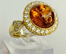 Amber & Cubic Zirconia Ring