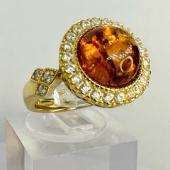 Amber & Cubic Zirconia Ring