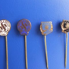 SELLIER & BELLOT (ammunition manufacturer) - four vintage promotional badges (1960s / 1970s)
