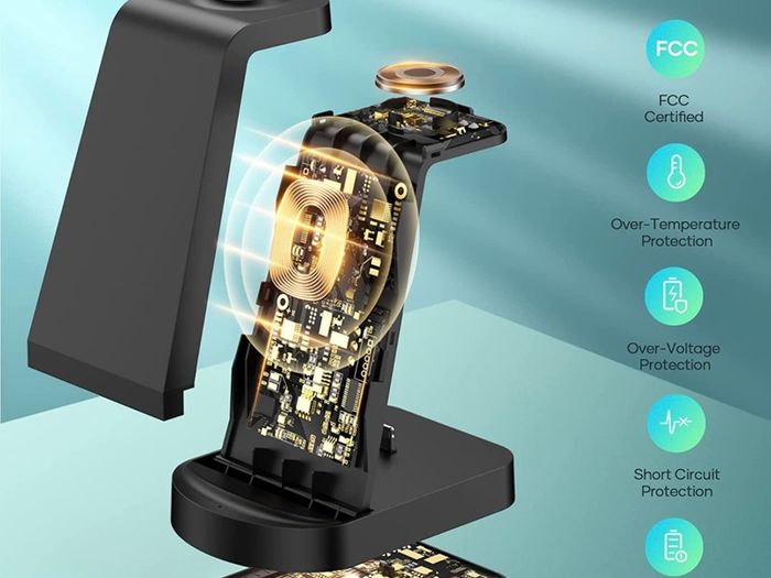 3 in 1 Wireless Charging Station, Wireless Charger for iPhone 14/14 Plus/14 Pro/13/12/11, Wireless Charging Stand Dock for Apple Watch 8/Ultra/7/6/SE, AirPods 3/2/1/pro (with Adapter), Black