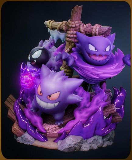 Gastly, Haunter and Gengar resin 3d print
