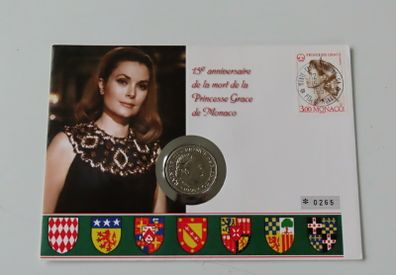 Princess Grace Kelly Monaco anniversary coin & stamp first day cover | limited issue 1995