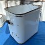 Vintage white enamel bread bin and milk can Image 9