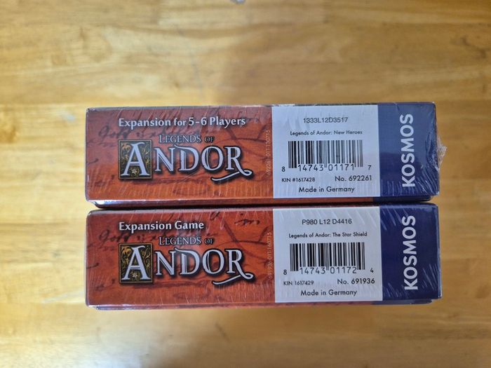 Legends of Andor Board Game Expansions Set (The Star Shield & New Heroes) - Brand New Sealed