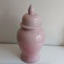 Pink Ginger jar with lid. Image 2