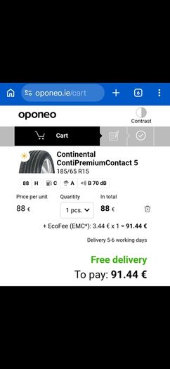 1xTyre 185/65/R15