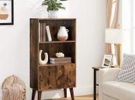 main image for ad Retro Bookcase with 2 Shelves and Cabinet Doors Living Room Cabinet Retro Furniture for Living Room, Foyer, Office, Storage for Books Photos Decoration Wood Effect