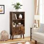 _Retro Bookcase with 2 Shelves and Cabinet Doors Living Room Cabinet Retro Furniture for Living Room, Foyer, Office, Storage for Books Photos Decoration Wood Effect Image 2