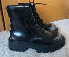 Zara Distressed Lace-up Chunky Boots UK 6/ EU 40