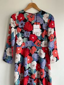 Glamorous Red Blue Multi Floral Mix Dress size 10