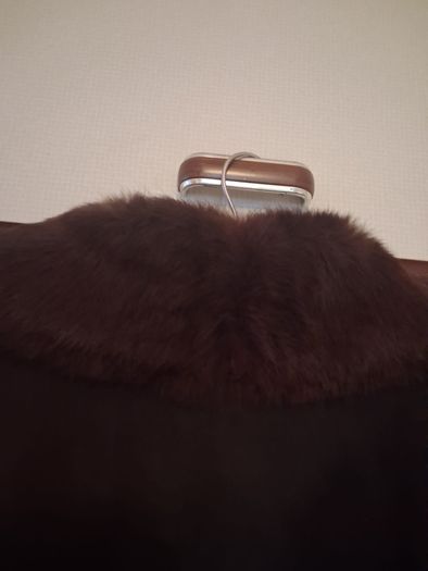 1960s Vintage Suede Brown Coat with mink fur trim (Dun Laoghaire)