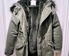 Bershka Green coat with fur lining