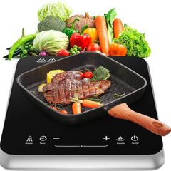 Portable Induction Hob 2000W With Fast Warm-Up Mode, Single Induction Cooker With 10-Level Power and Temperature Control, Electric Hot Plate With Child Lock, 4-Hour Timer