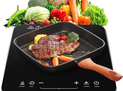 Portable Induction Hob 2000W With Fast Warm-Up Mode, Single Induction Cooker With 10-Level Power and Temperature Control, Electric Hot Plate With Child Lock, 4-Hour Timer