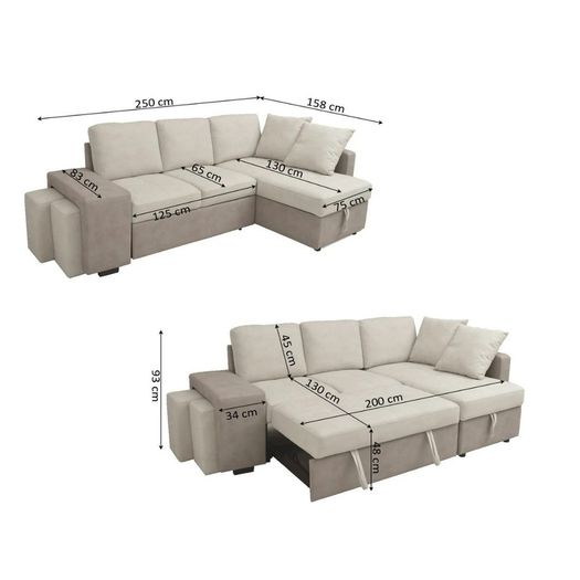 Stacy Beige Chaise Longue Sofa Bed With Storage