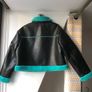 Primark size L turquoise faux leather shearling jacket Image 6