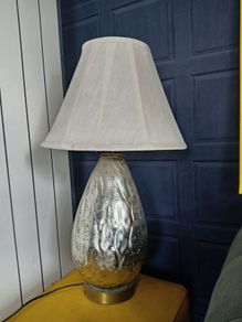 silver and cream table lamp