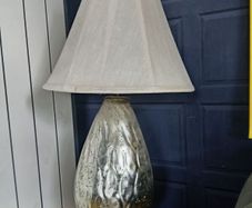 silver and cream table lamp