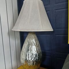 silver and cream table lamp