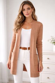 BRAND NEW Ladies Camel Cardigan: Size 10
