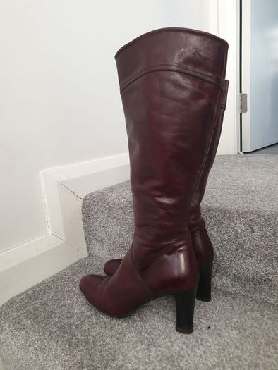 Lottusse Burgundy Knee High Boots Size Uk 6,5