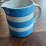 TG Green Cornishware Dreadnought Jug, featuring the iconic blue and white stripes. Image 4