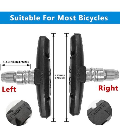 V-Brake Pad,V Bike Brake Pads,Bike Brake Pads Set for Bicycle with Hex Nuts and Spacers,Brake Blocks for Mountain Bike Set 70mm 1 PAIR (2 Pieces) 2 PAIRS (4 Pieces)