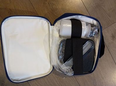lunch box on case with water bottle
