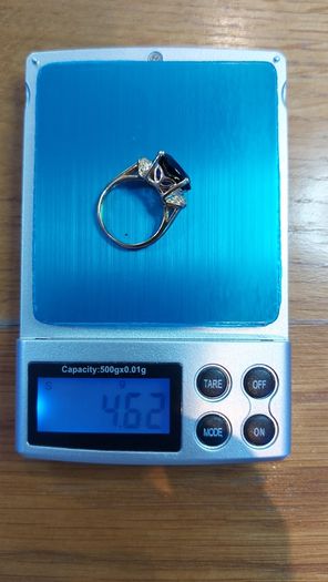 Royal Blue Sapphire Imitation 5.25 ct Gold plated Sterling silver 925