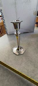 Walker & Hall 1935 Sheffield Hallmarked Sterling Silver Matched Just one of Hexagonal Art Deco Candlesticks / Candle Holders - 15cm High. 122 Gr.