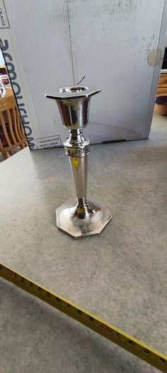 Walker & Hall 1935 Sheffield Hallmarked Sterling Silver Matched Just one of Hexagonal Art Deco Candlesticks / Candle Holders - 15cm High. 122 Gr.