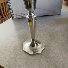 Walker & Hall 1935 Sheffield Hallmarked Sterling Silver Matched Just one of Hexagonal Art Deco Candlesticks / Candle Holders - 15cm High. 122 Gr.