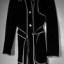 Harve Benard Raincoat, Womens Small, Black w White Piping, belted, knee-length Image 9